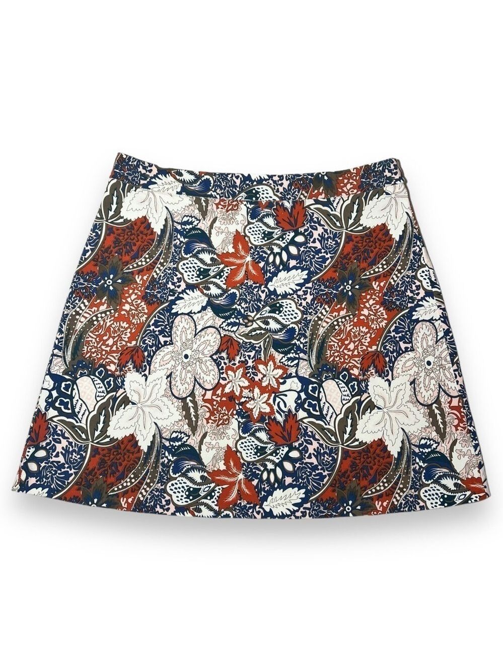 Margaret M Women’s Deandra Blue and Orange Paisley A-Line Skirt Size SP